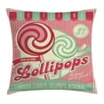 thumbnail image 1 of Vintage Decor Throw Pillow Cushion Cover, Lollipops Candy Foreground of Striped Layout Cute Girls Childhood Print Image, Decorative Square Accent Pillow Case, 20 X 20 Inches, Pink Green, by Ambesonne, 1 of 1