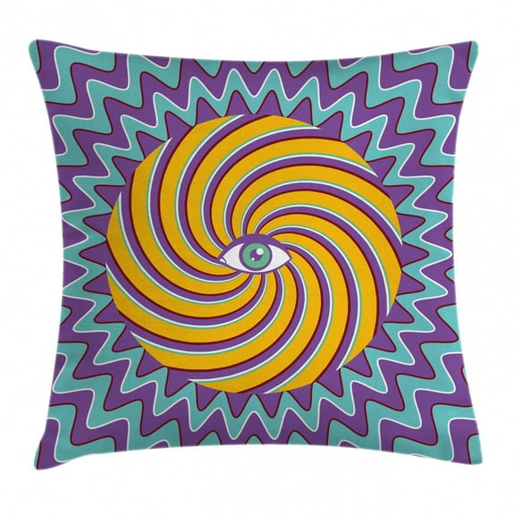 Vintage Decor Throw Pillow Cushion Cover, Third Eye Symbol inside Hypnotic Spiral Circles Trippy Lines Mystic Hippie Boho, Decorative Square Accent Pillow Case, 18 X 18 Inches, Multi, by Ambesonne