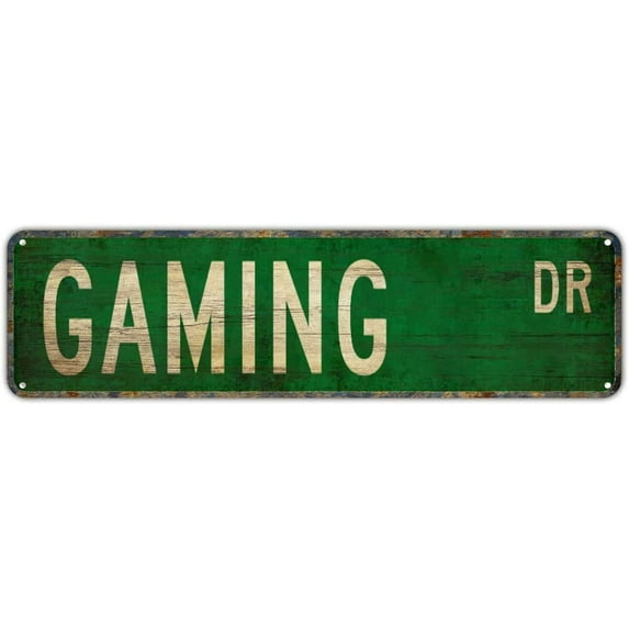 Vintage Decor Wall Signs Gaming Gaming Sign Gaming Fan Gaming Player Gaming Gift Metal Street Sign Metal Street Sign 16 x 4 in Home Decor - Bedroom - Office - Man Cave
