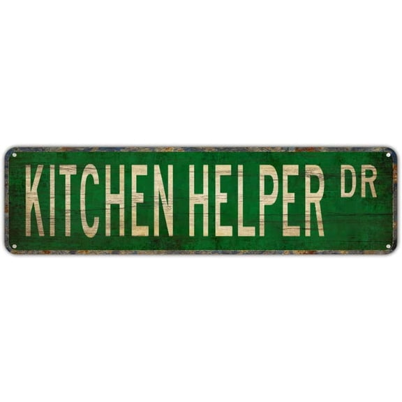 Vintage Decor Wall Signs Kitchen Helper Kitchen Helper Gift Kitchen Helper Sign Sous Street Sign City Country Road Wall Gift Street Sign Tin Sign 4x16 inches