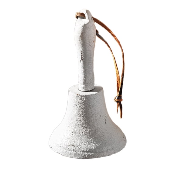Clispeed Archaize White Iron Bell Handmade Retro Decorative Bell for Signaling and Home Decoration