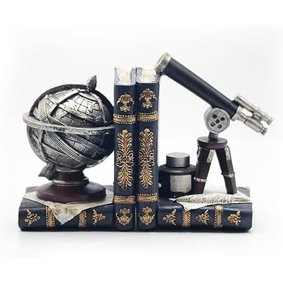 Vintage Decorative Bookends, Armillary Sphere and Space Telescope Decorative Bookends, Vintage Decorative Unique Bookends for Home Office Schools$$Home Decor, Kitchen, & Other