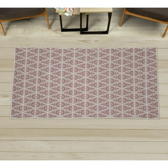 Vintage Decorative Rug, Classical Art Nouveau Style Floral Pattern with Renaissance Inspirations, Quality Carpet for Bedroom Dorm and Living Room, 6 Sizes, Dark Rust, by Ambesonne