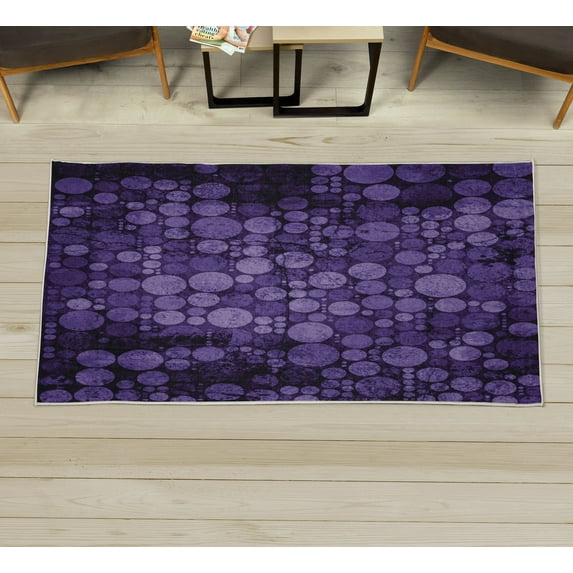 Vintage Decorative Rug, Retrospective Style 60s 70s Inspired Dots Circles on Grunge Backdrop, Quality Carpet for Bedroom Dorm and Living Room, 6 Sizes, Quartz Mauve, by Ambesonne