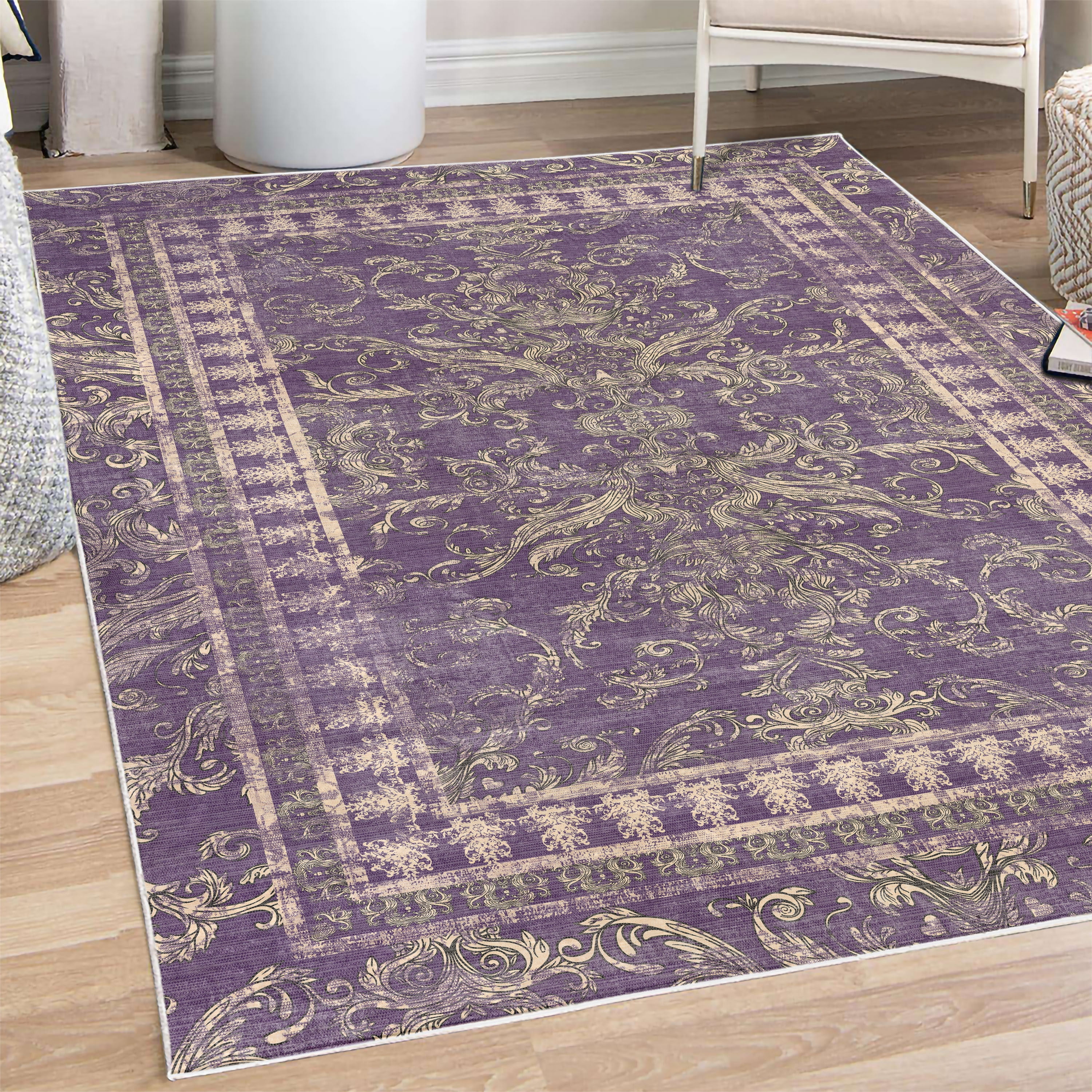 Vintage Decorative Rug, Victorian Style Pattern of Abstract Leaf ...