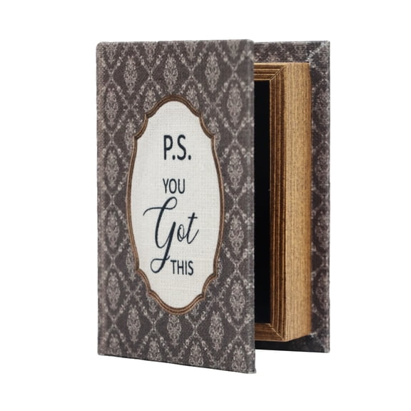 Vintage Decorative Storage Book Box with Inspirational Sentiment "P.S. You Got This" - Decorative Secret Storage, 5.9x4.3x1.6 Inches, Stylish Home Office & Bookshelf Organizer