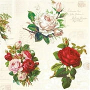 Vintage Decoupage Napkins ENGLISH ROSES 40pcs Lunch Paper Napkins, Decorative Napkins, Decoupage Paper Napkins, Vintage Script Napkins