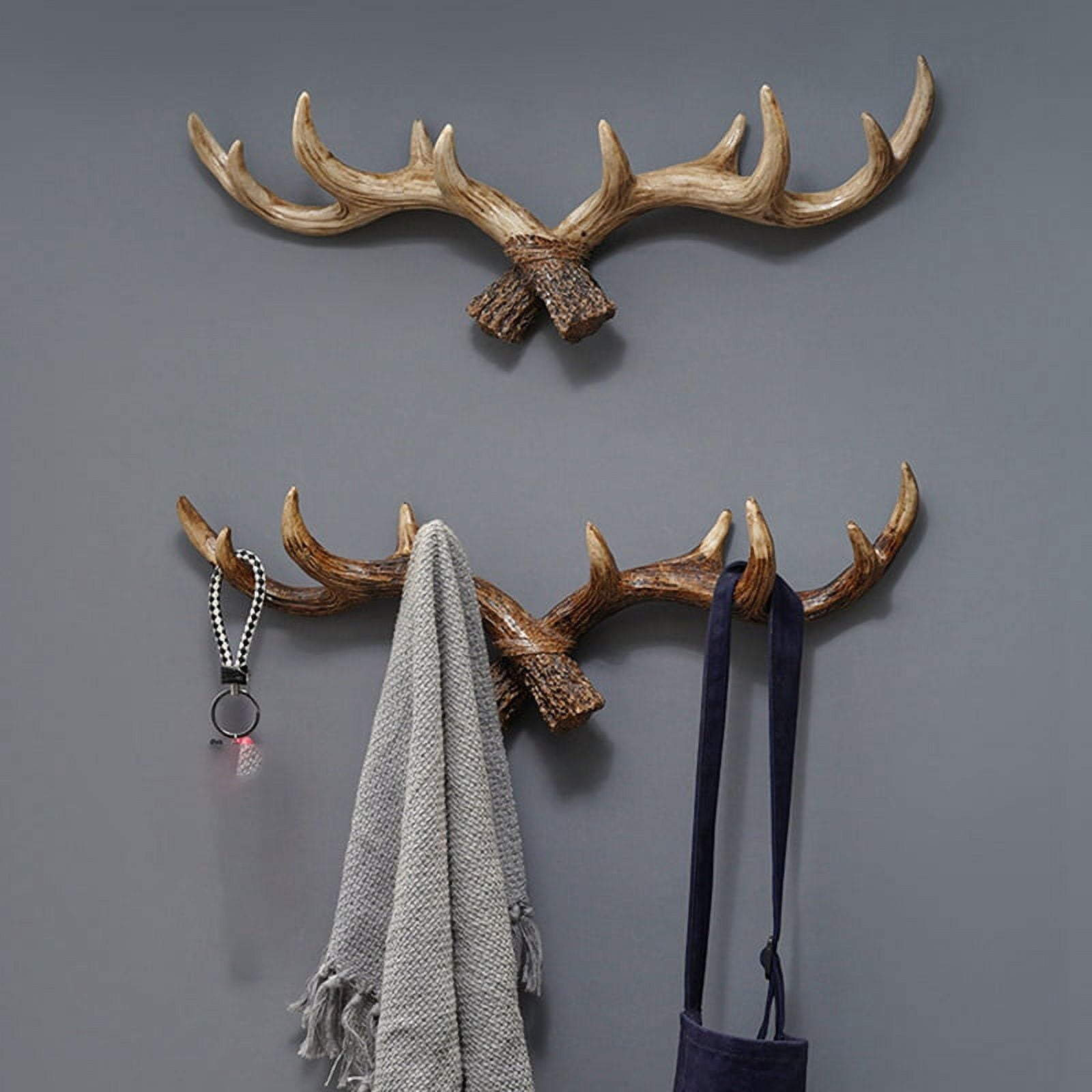 Vintage Deer Antlers Wall Hook Mounted Clothes Hanger Coat Rack