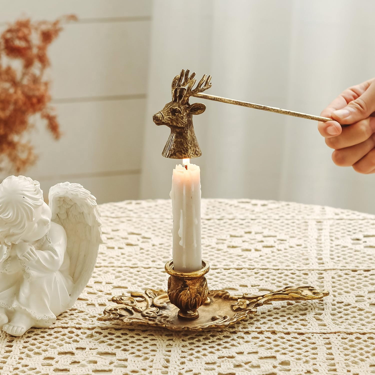 Vintage Deer Candle Snuffer Bell-Shape Metal Candle Extinguisher ...