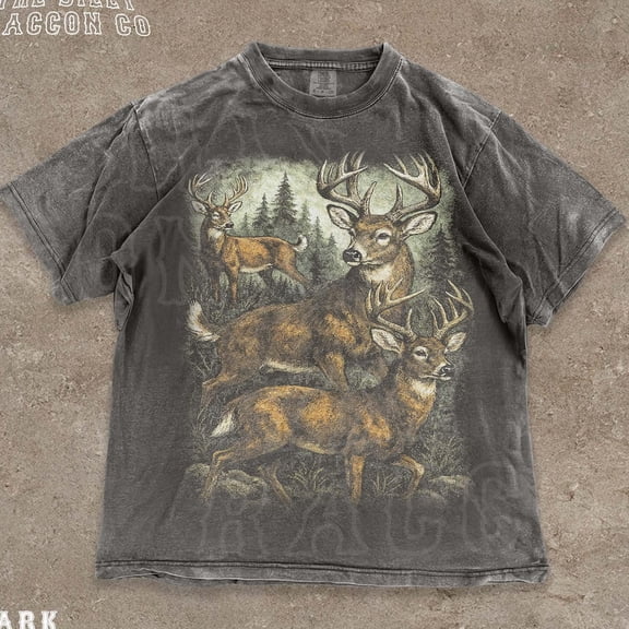 Vintage Deer Graphic Shirt For Men Women, Retro 90S Wildlife Tee, Grunge Cabin Core, Outdoorsy Apparel DARK HEATHER Unisex S-5XL Hot Trending Shirt, Vintage Birthday Gift
