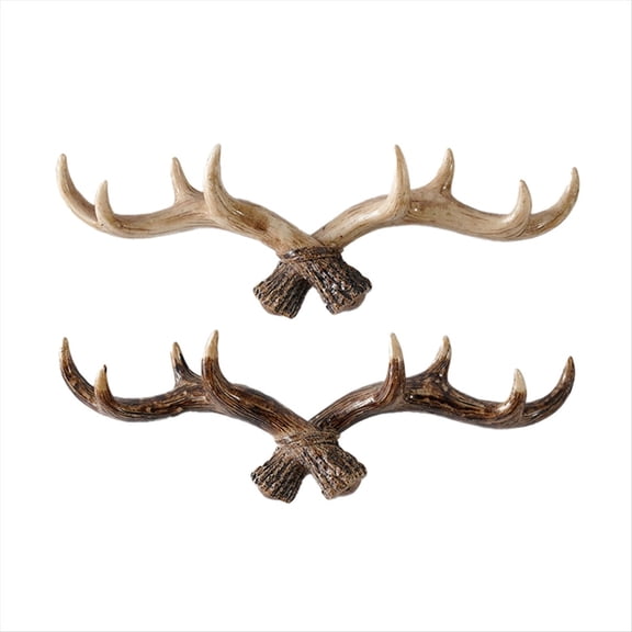 Vintage Deer Horn Hook Resin Key Hooks Holder Wall Mounted Cap Coat Hanger Rack Living Room Bathroom Nordic,2 * Antler hook