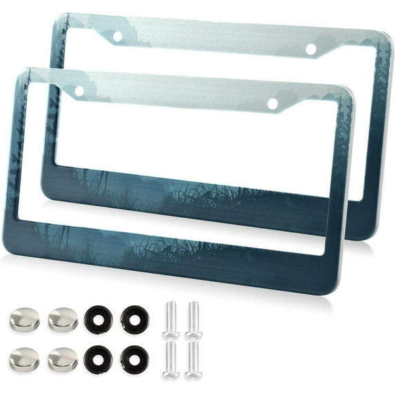 Vintage Deer License Plate Frame, Aluminum Car Tag Frames, 2 Pack Universal Car License Plate Covers with 2 Holes and Screws Decorative