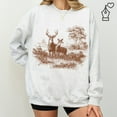 thumbnail image 1 of Vintage Deer Sweatshirt Unisex Adult, Wildlife Buck and Doe Graphic Crewneck, Outdoor Nature Casual Wear Size S-4XL Ash, 1 of 4