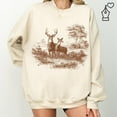 thumbnail image 1 of Vintage Deer Sweatshirt Unisex Adult, Wildlife Buck and Doe Graphic Crewneck, Outdoor Nature Casual Wear Size S-4XL, 1 of 4