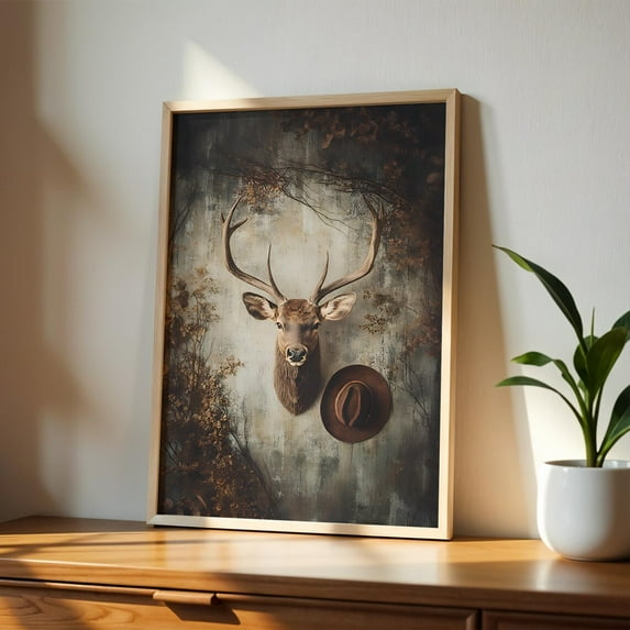 Vintage Deer Wall Art Print - Rustic Farmhouse Decor, Animal Portrait For Living Room Or Cabin, Classic Wildlife Wall Art, Wall Art, Modern Wall Decor, 8x12 UNFRAMED