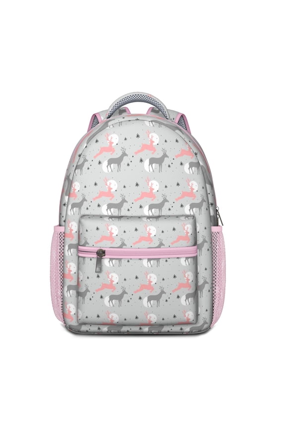 Vintage Deer and Forest Art Backpack – Nordic Buck Pattern School Bag with Geometric, Ethnic, and Hunting Inspired Design