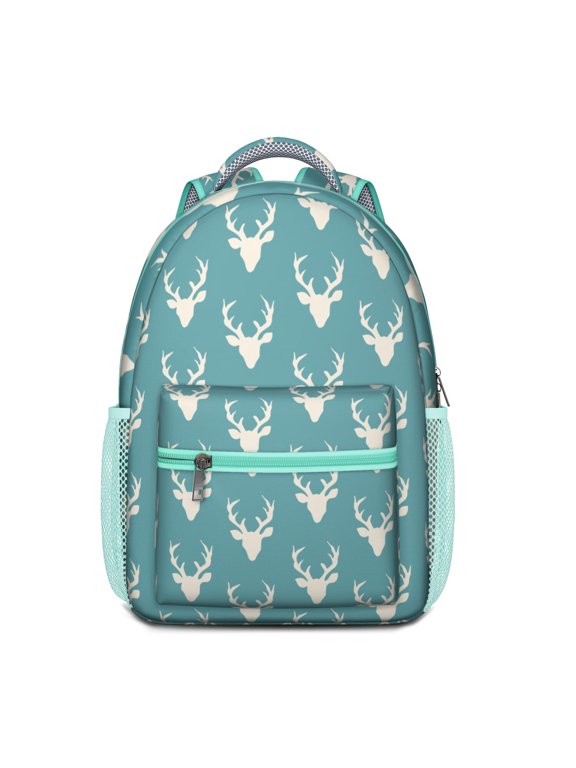 Vintage Deer and Forest Art Backpack – Nordic Buck Pattern School Bag with Geometric, Ethnic, and Hunting Inspired Design