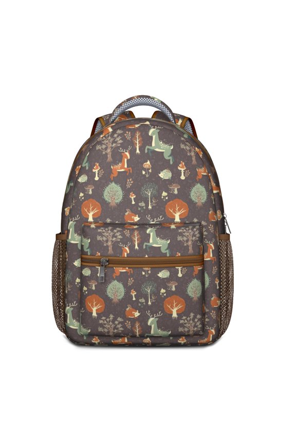 Vintage Deer and Forest Art Backpack – Nordic Buck Pattern School Bag with Geometric, Ethnic, and Hunting Inspired Design