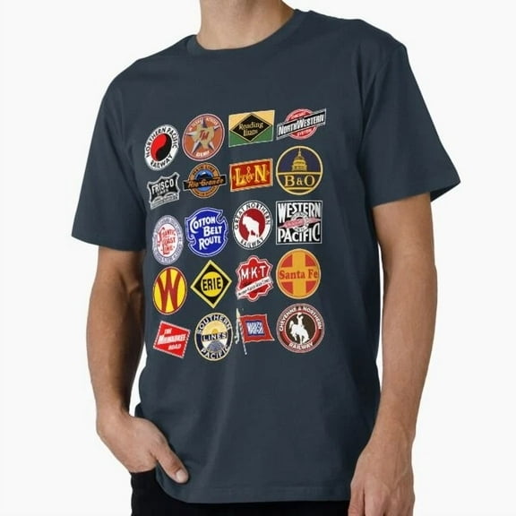 Vintage Defunct Railroad Railway Logos Trains Ho T-Shirt S-5XL