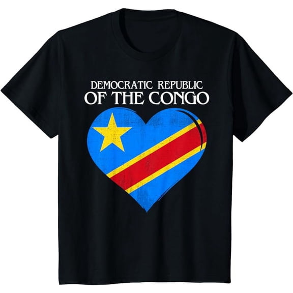 Vintage Democratic Republic of the Congo Flag Heart T-Shirt