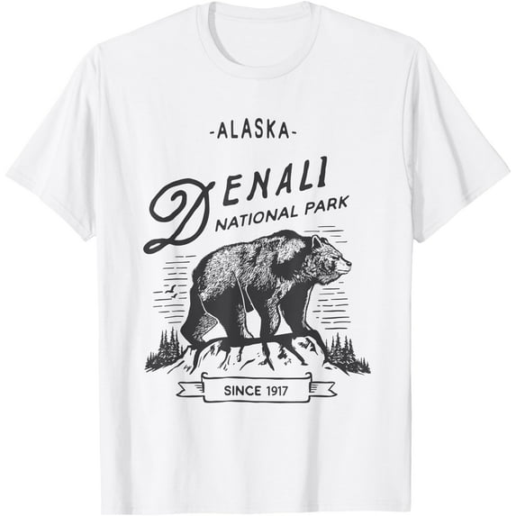 Vintage Denali National Park Retro Bear Alaska Unisex T-Shirt for Men Women Kids Toddler