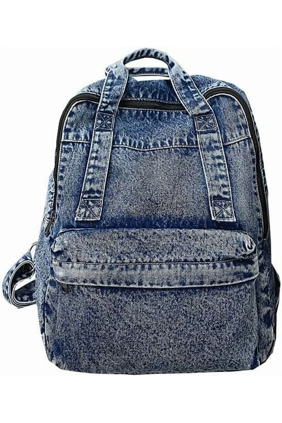 Vintage Denim Backpack Casual Style Daypack Shoulder Bag Rucksack Classic Jeans Backpacks Lightweight Handbag Purse (Blue)