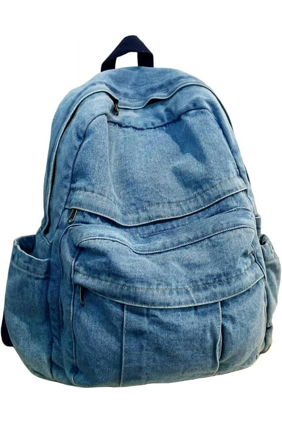 Vintage Denim Laptop Backpack Casual Canvas Daypack Handbag Purse Lightweight Rucksack Shoulder Bag