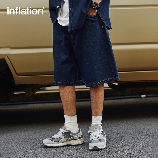 Men's Vintage Washed Wide Leg Denim Shorts main image 0