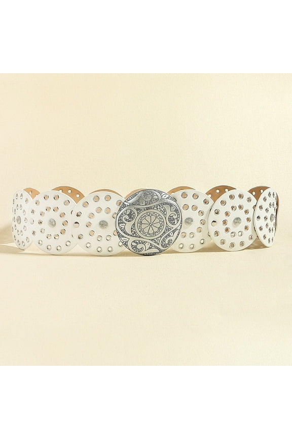 Vintage Denim Western Women's Belt Unique Circular Cutout Metal Wide Waistband State Flag Belt Spec Belt Weight Belts for Men Condole Belt H Belts for Men Find Your Tux Belt Buckles Men Open Belt