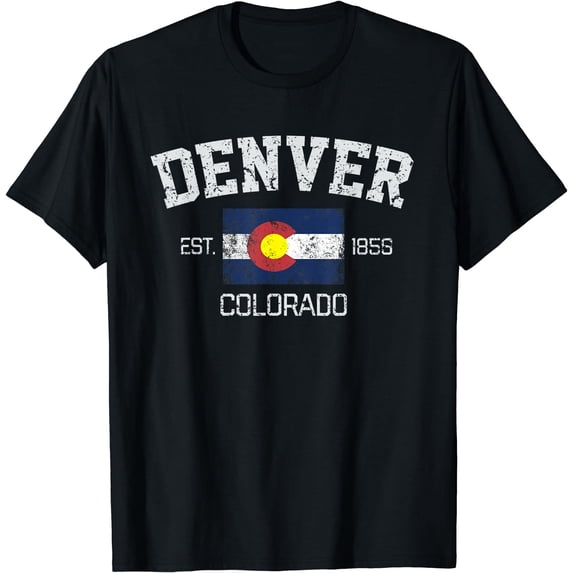 Vintage Denver Colorado Est. 1858 Souvenir Gift T-Shirt Black Small