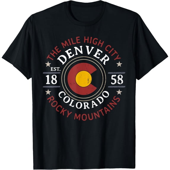 Vintage Denver Colorado T-Shirt Retro Mile High City Rocky Mountains Graphic Tee Distressed Souvenir Apparel for Men Women