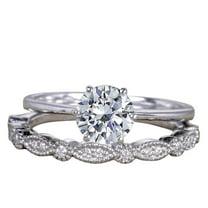 Vintage Design 1.25 Carat Round Cut Man made diamond moissanite Engagement Ring with 18k Gold Plating