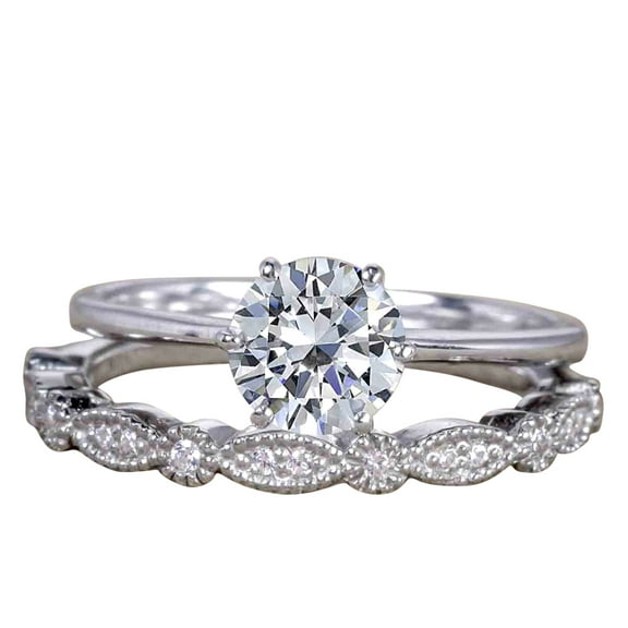 Vintage Design 1.25 Carat Round Cut Man made diamond moissanite Engagement Ring with 18k Gold Plating