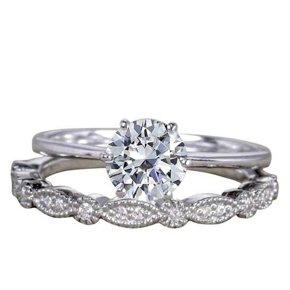 Vintage Design 1.25 Carat Round Cut Moissanite Engagement Ring with 18k Gold Plating