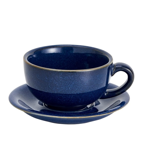 Vintage Design 12 oz Ceramic Latte Art Cappuccino Barista Cup with Saucer (Beige)