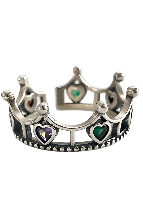 Vintage Design Crowns Rings Colorful Crystals Adjustable Size For Any Occasion