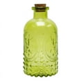 thumbnail image 1 of Vintage Design Embossed Fleur De Lis Clear Glass Bottles with Cork Lid, Apothecary Flower Bud Vases,Green, 1 of 7