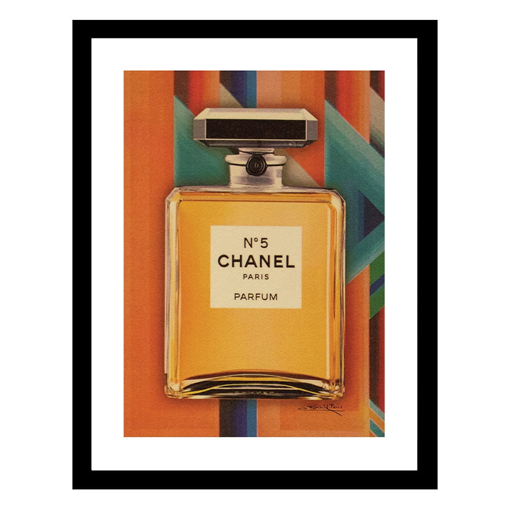 Vintage Designer Fashion Perfume Bottle Geometric Design Framed Print