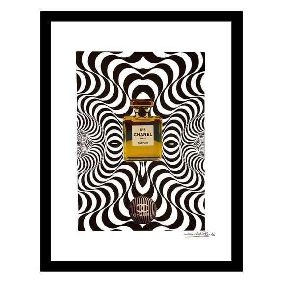 Vintage Designer Fashion Perfume Bottle Groovy Waves Framed Print