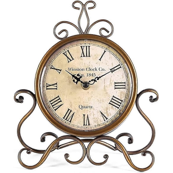Vintage Desk Clocks compatible  Living Room Bedroom Office Decor, Silent Non-ticking Table Clock With Roman