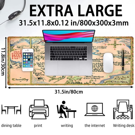 Vintage Desk Pad Gaming Mat Xl Mouse Computer Extra Large Personalized Desktop Mataged Yellow Protector Special Symbol Decoration 31.5" X 11.8"