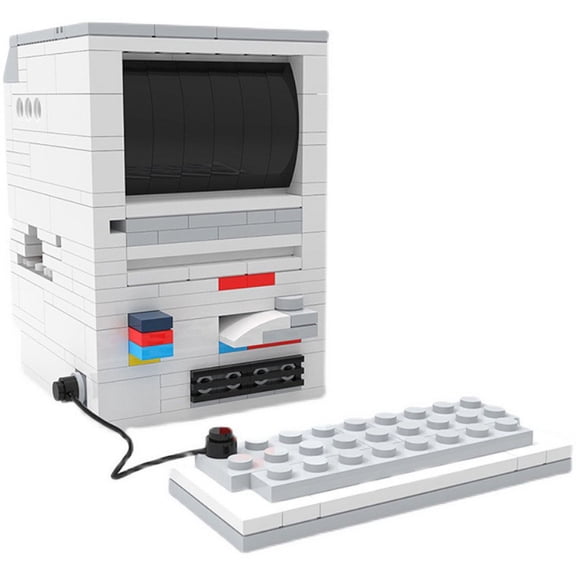 Vintage Desktop Computer Building Blocks Set, DIY Assembly Retro Device Brick Model, Creative Desktop Collectible Building Toy