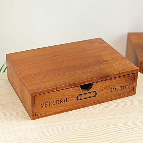 Vintage Desktop Drawers Wooden Storage Box Rustic Home Office ...
