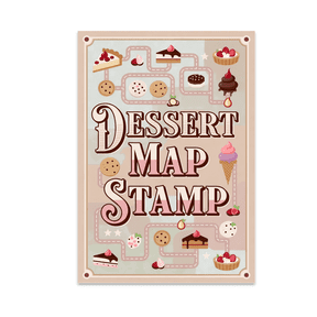 Vintage Dessert Map Stamp Wall Decor - Dessert Enthusiast - 13x19 Poster Print