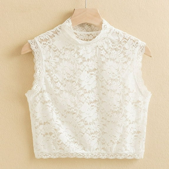 Vintage Detachable Classic Lace Fake Collar Blouse False Collar Sweater Decoration Collar Tie WHITE L