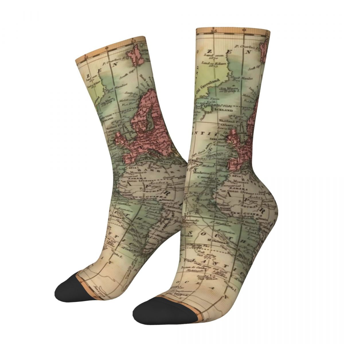 Map Socks Vintage Detailed World Map Socks Historical Map Gothic Stockings Anti ...
