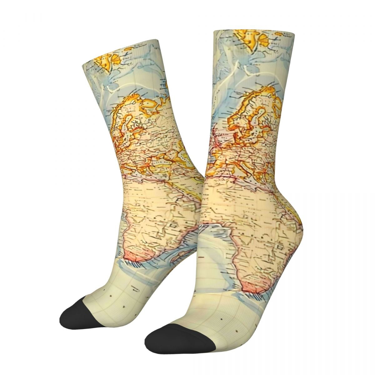 Vintage Detailed World Map Socks Historical Map Gothic Stockings Anti ...