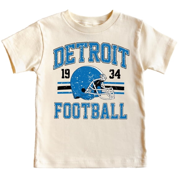 Vintage Detroit 1934 Football Shirt for Men Women and Kids Distressed Blue and Black Tee Natural Shirt 5-6