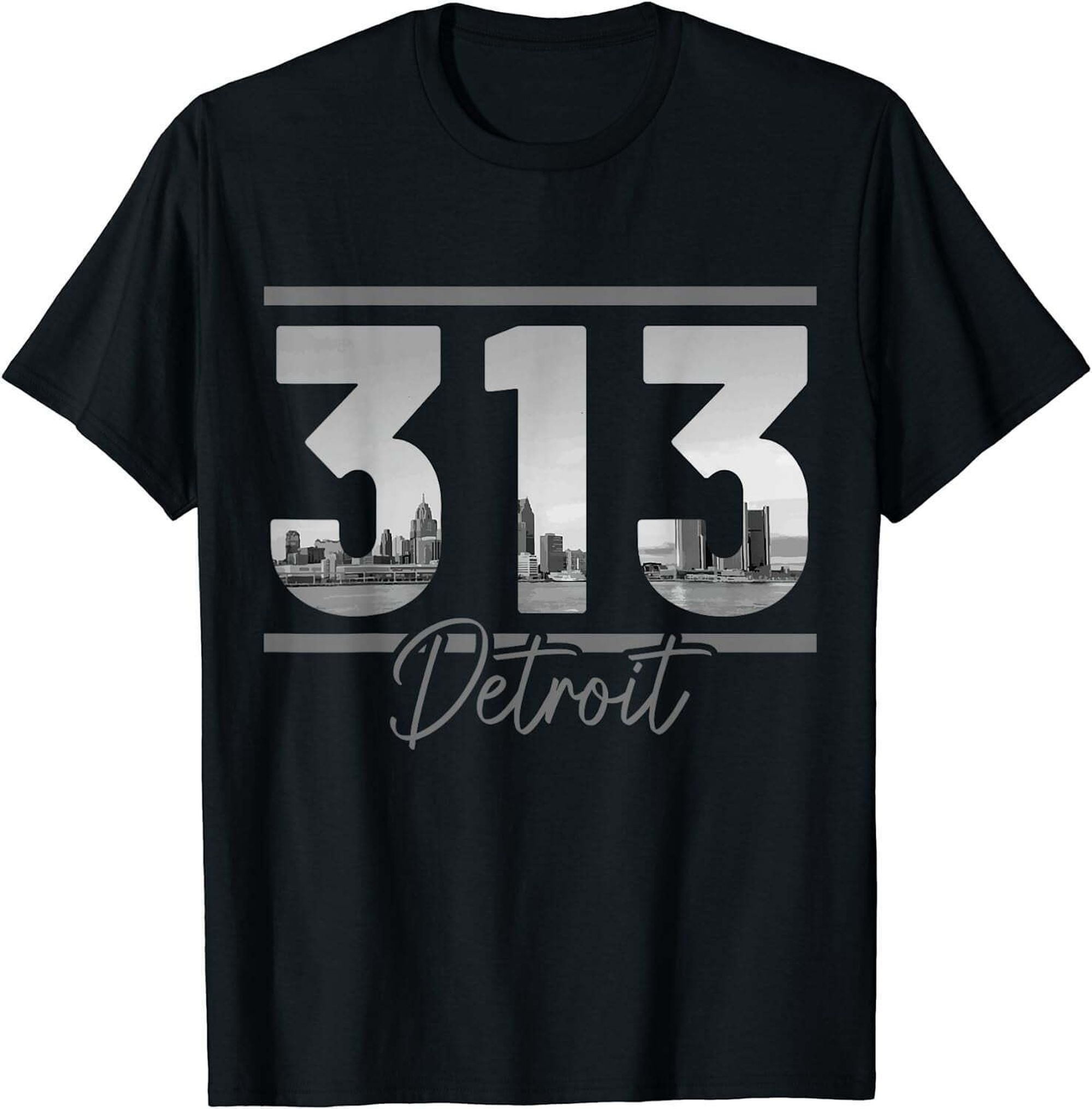 Vintage Detroit Skyline T-Shirt - Representing the Iconic 313 Area Code ...