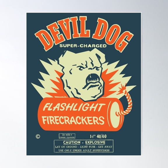 Vintage Devil Dog Flashlight Firecrackers Poster Wall Art Modern Wall Decor For Living Room Bedroom